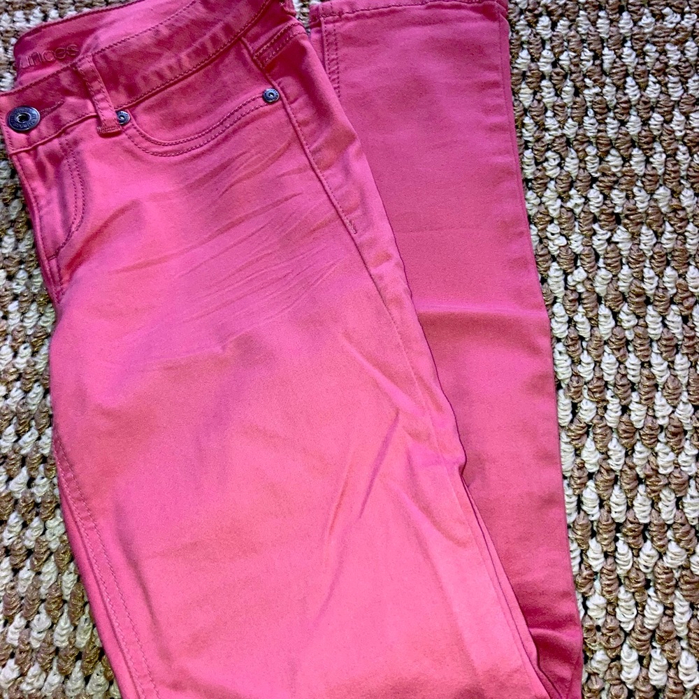 Pink khaki pants, mid rise, new only worn once